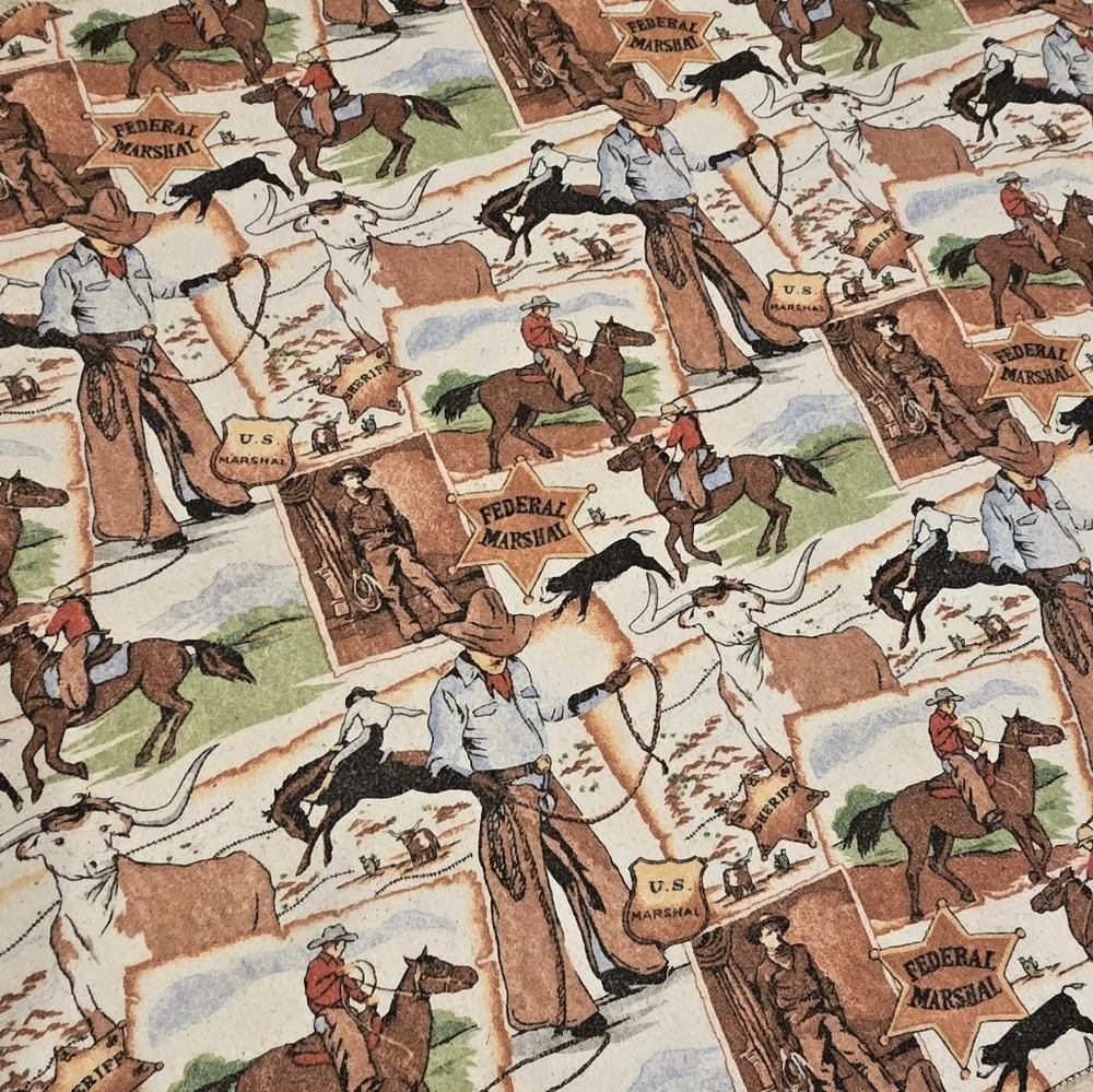 Vintage Cowboy US Marshall Western Throw Unique Rodeo Cowgirl